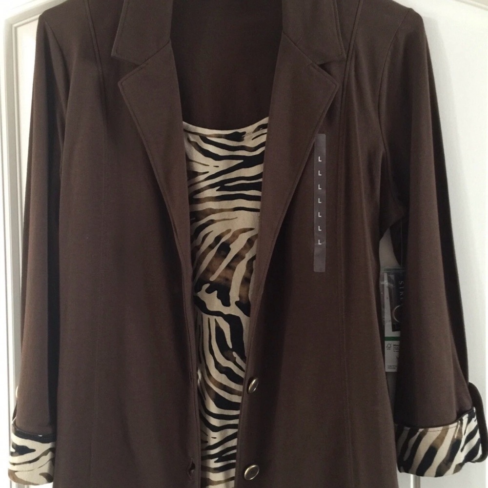 Jones New York Signature Collection Belize 1-pc Stretch Top/Jacket Lg